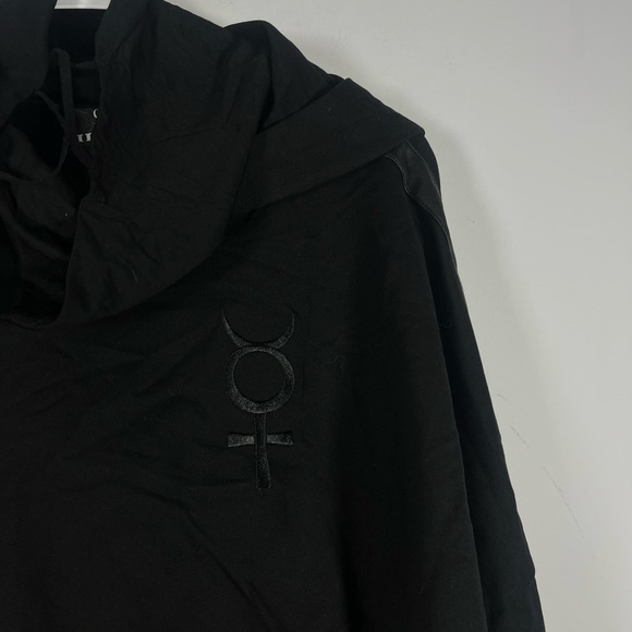 Killstar Orion Masked Strap clasp detail Sleeves emo goth unisex hoodie Large - Picture 9 of 11